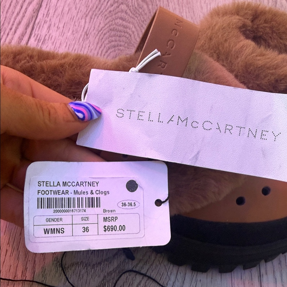 Stella McCartney Tan Furry Mules Clogs - Picture 2 of 5